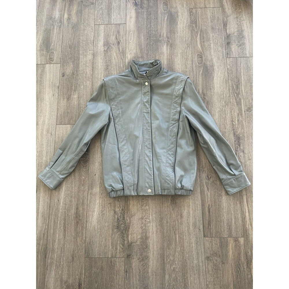COMINT Genuine Leather Jacket Made in Argentina Size 9/10 Gray Vintage 1980s